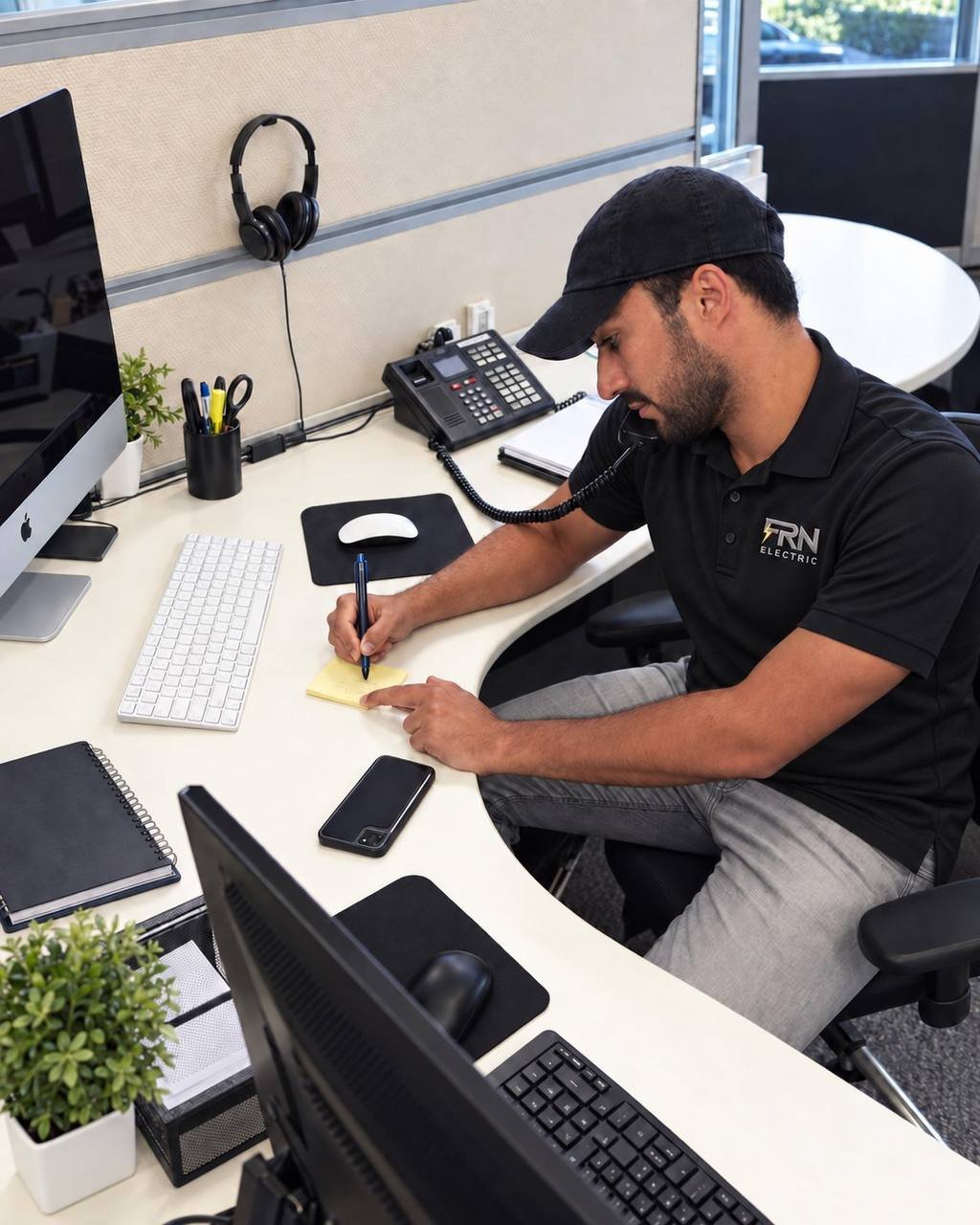 Faran coordinating work at the FRN Electric office
